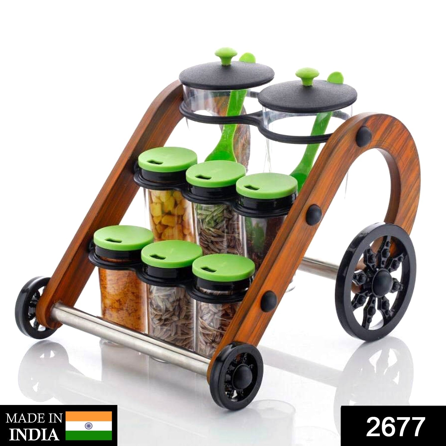 2677 Rajwadi Spice Jar Stand and holder for supporting jars, bottles etc. including all kitchen purposes. 2677 Rajwadi Spice Jar Stand and holder for supporting jars, bottles etc. including all kitchen purposes.